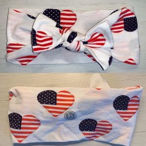 Flag Heart Printed Baby Bling Bow
